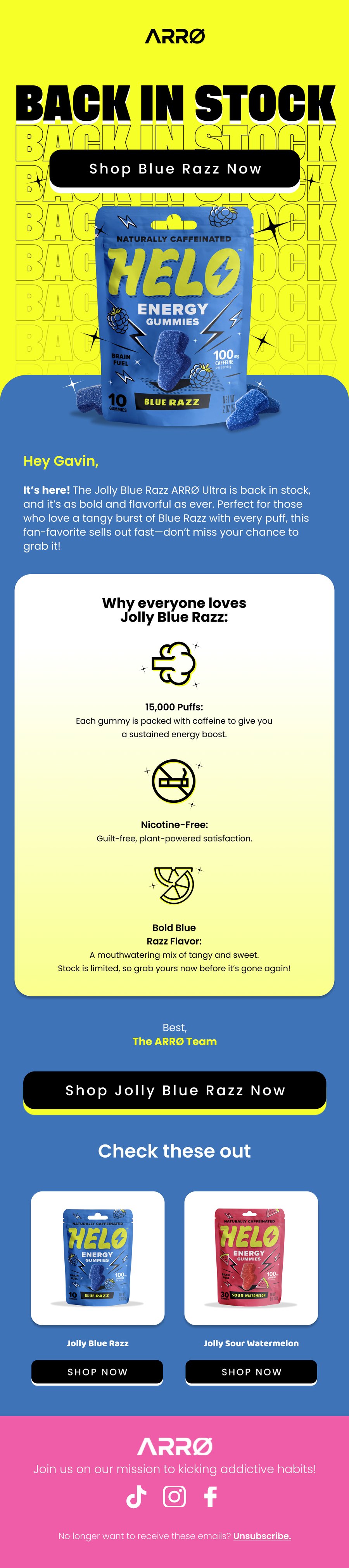 Arro email design
