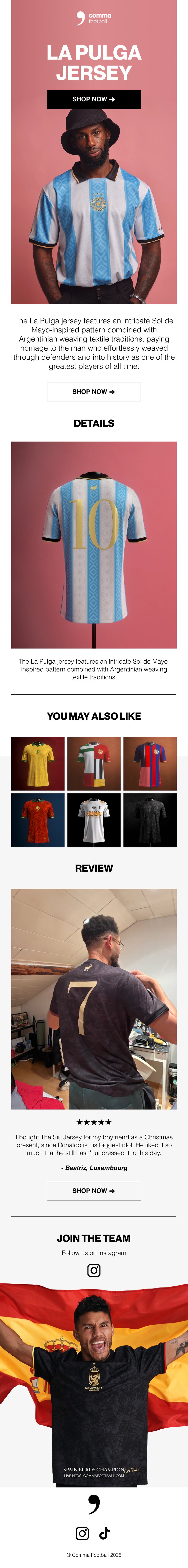 Comma Football email design