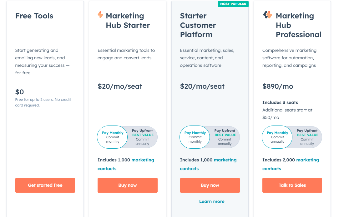 hubspot pricing