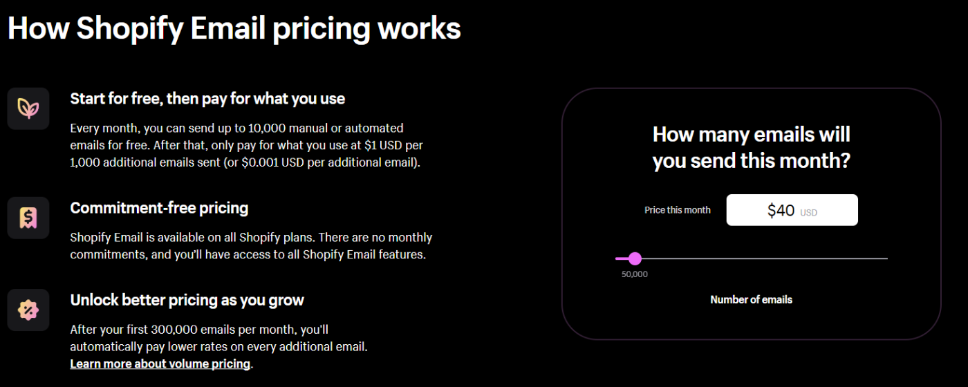 shopify email price