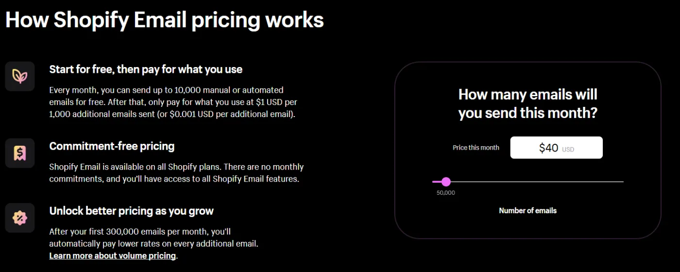 shopify email price