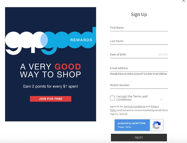 the gap rewards program