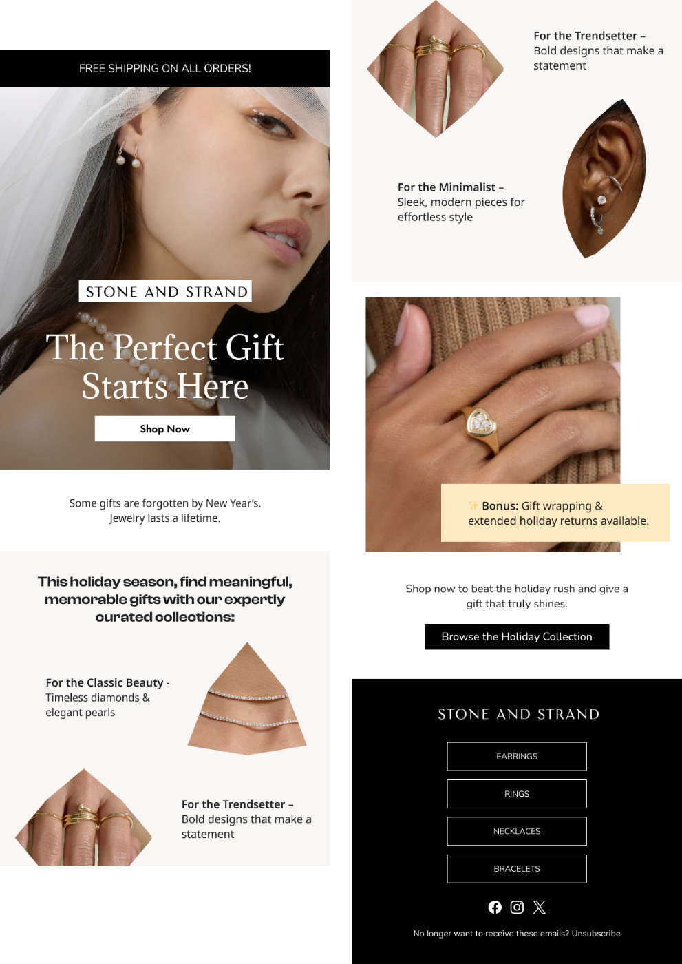 Holiday catalogue email for jewellery brands