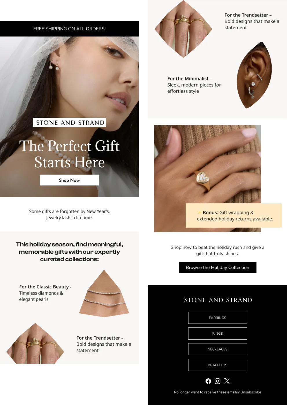 Holiday catalogue email for jewellery brands