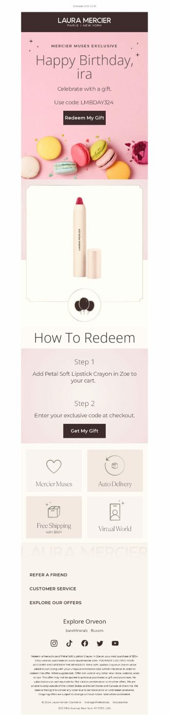 laura mercier loyalty program email