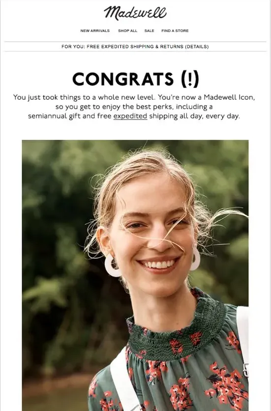 new tier achievement loyalty program email